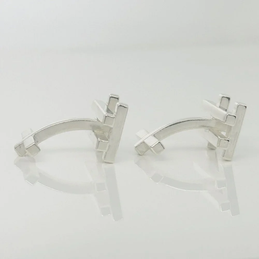 RARE Tiffany & Co Axis Cufflinks by Frank Gehry in Sterling Silver
